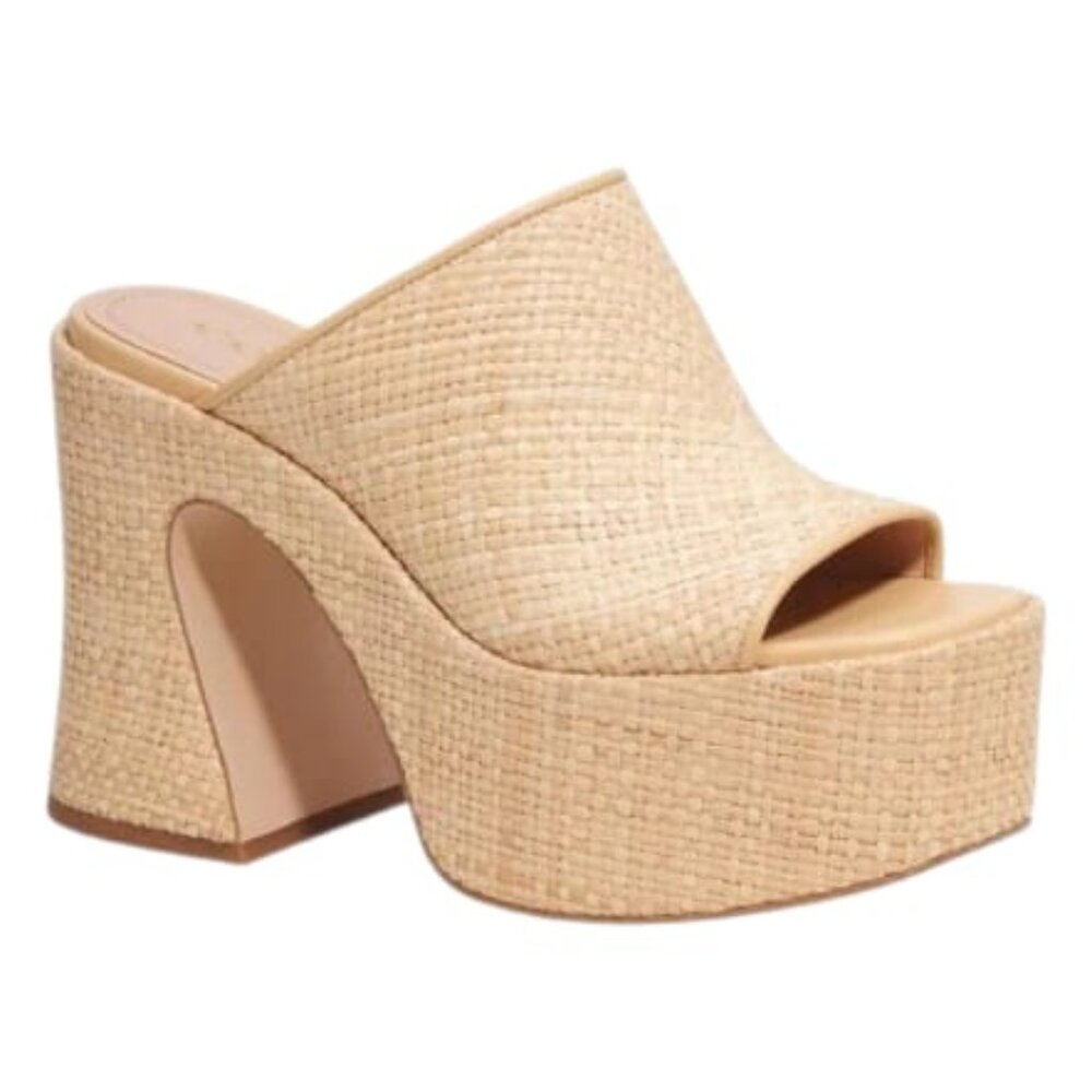 Coach Bobi Straw Platform Sandal Natural, Size 7 B